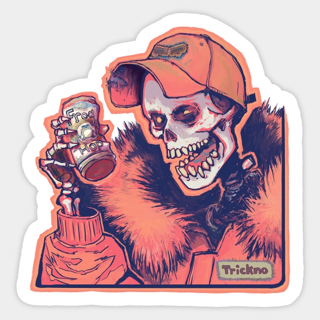 Skeleton Cheers Sunglow Sticker by Tricknologic